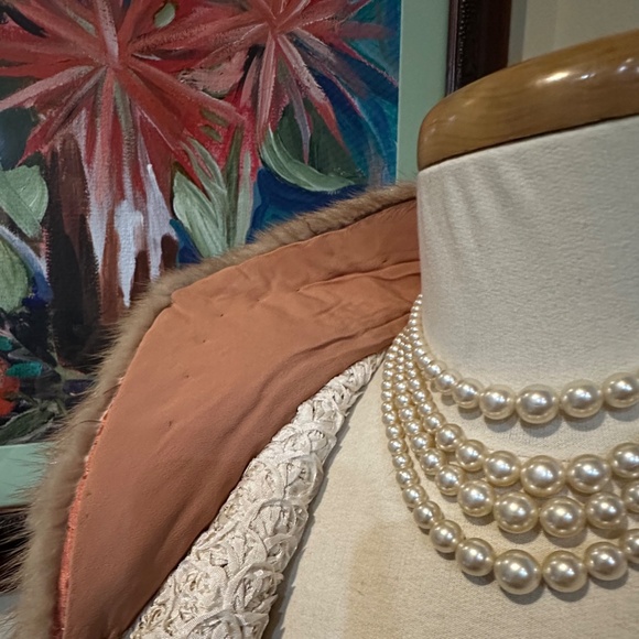 Ribbon Knit Jacket with Mink Collar by Projansky c1960s Gorgeous! Fits Sz M-L - Picture 9 of 16